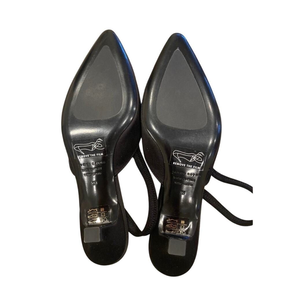 Jenni Kayne Women' Satin Kitten Slingback Heels Black 37/ US Size 7 NWOB - Picture 9 of 12